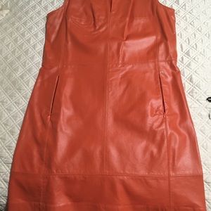 Giuliana orange leather sleeveless dress. NWOT